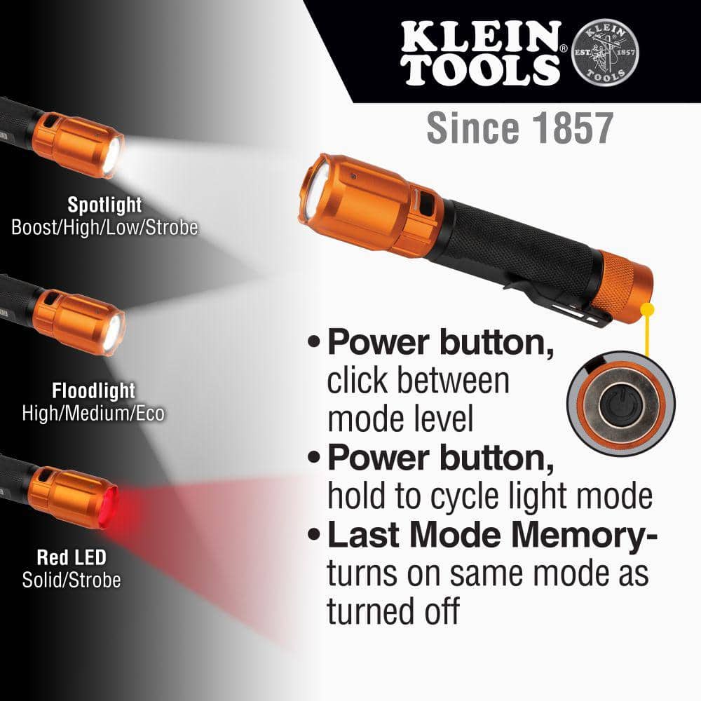 Rechargeable Black and Orange LED Flashlight with Holster