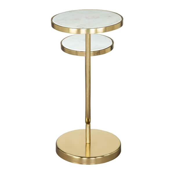 ZUO Marc 15 in.W White 22 in.H Round Marble End Table 109354