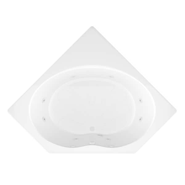 Carnelian 85 in. x 64 in. Neo Angle Whirlpool Bathtub with Center Drain and V-Style Back Jets in Glossy Smooth White