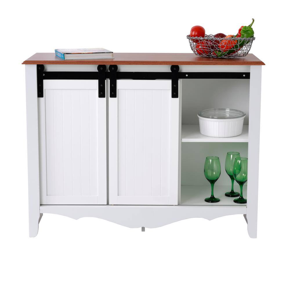 White Pine Barn Door Buffet with Sliding Doors and Drawers