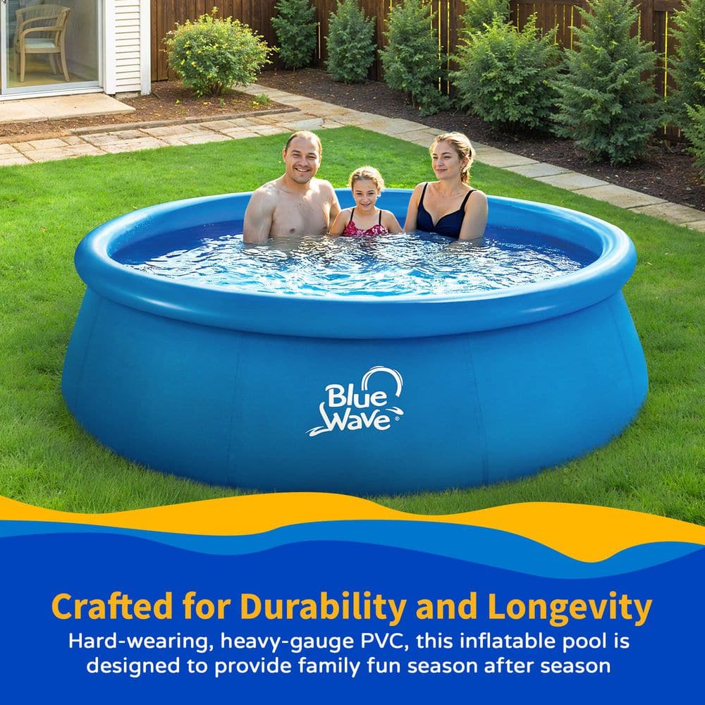 Blue Wave 9ft Round Inflatable Family Pool with Cover