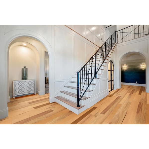 ASPEN FLOORING Bennett Hickory 3/8 in. T x 6.5 in. W Tongue and Groove Light Distressed Engineered Hardwood Flooring (43.6 sqft/case)
