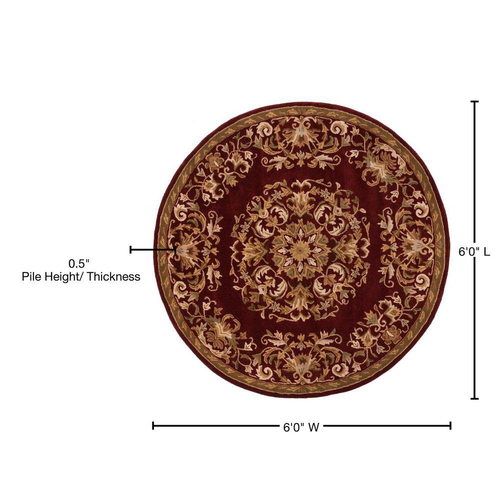Handmade Red Wool 6' Round Tufted Area Rug