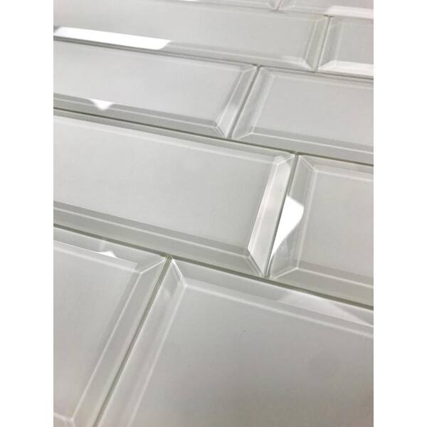 Abolos Frosted Elegance 42-Pack White 3-in x 12-in Matte Glass Subway Peel & Stick Wall Tile