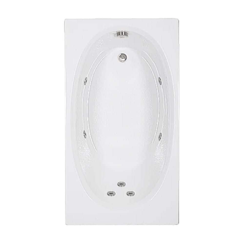 60 in. x 32 in. Acrylic Rectangular Alcove Whirlpool Bathtub with Reversible Drain in Biscuit price history on PriceWatchPro