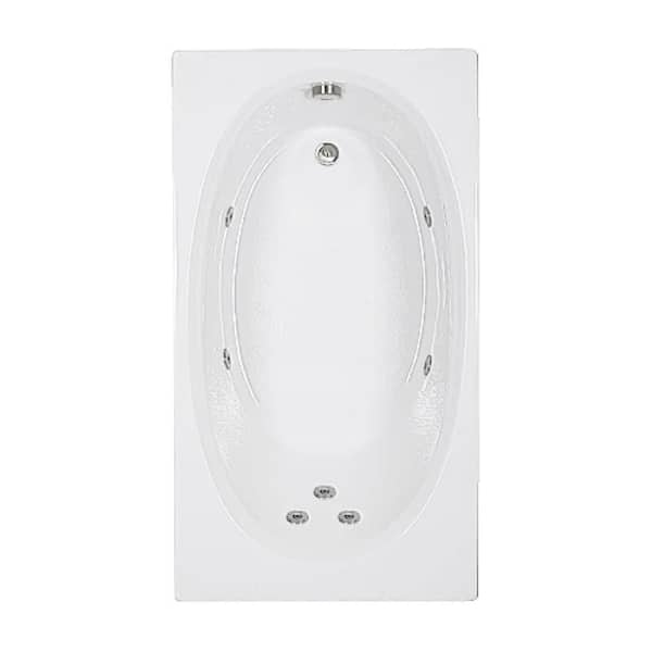 Comfortflo 60 in. x 36 in. Acrylic Rectangular Alcove Whirlpool Bathtub with Reversible Drain in Bone