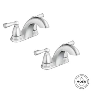 Banbury 4 in. Centerset 2-Handle Bathroom Faucet Combo Kit in Polished Chrome (2-pack)