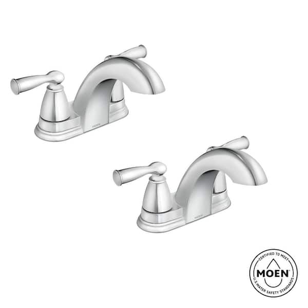 MOEN Banbury 4 in. Centerset 2-Handle Bathroom Faucet Combo Kit in Polished Chrome (2-pack)