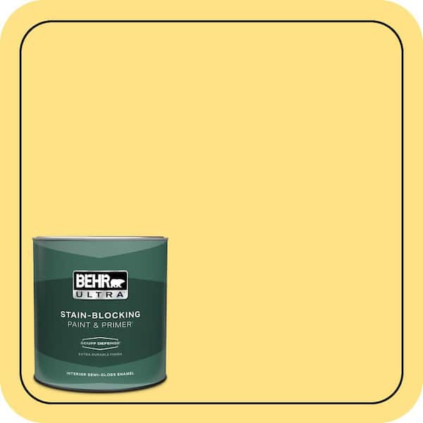 BEHR ULTRA 1 qt. #380B-4 Daffodil Yellow Extra Durable Semi-Gloss Enamel Interior Paint & Primer