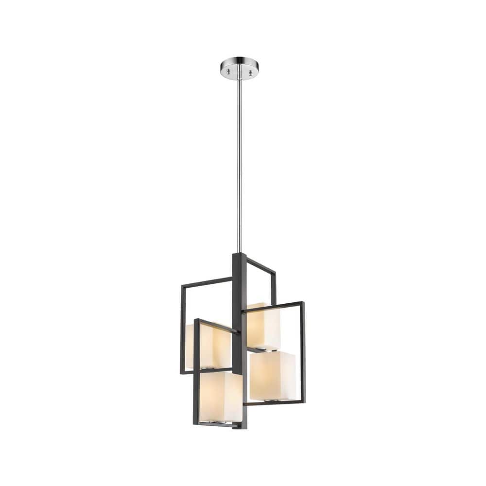 Regis Falls 20.13 in. W x 25 in. H 4-Light Black and Chrome Pendant Light w