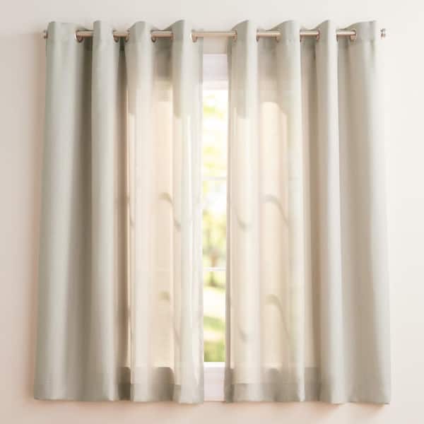 EXCLUSIVE HOME Loha Natural Solid Light Filtering Grommet Top Curtain, 54 in. W x 63 in. L (Set of 2)