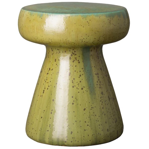Emissary Mushroom 18 in. H Moss Round Ceramic Garden Stool
