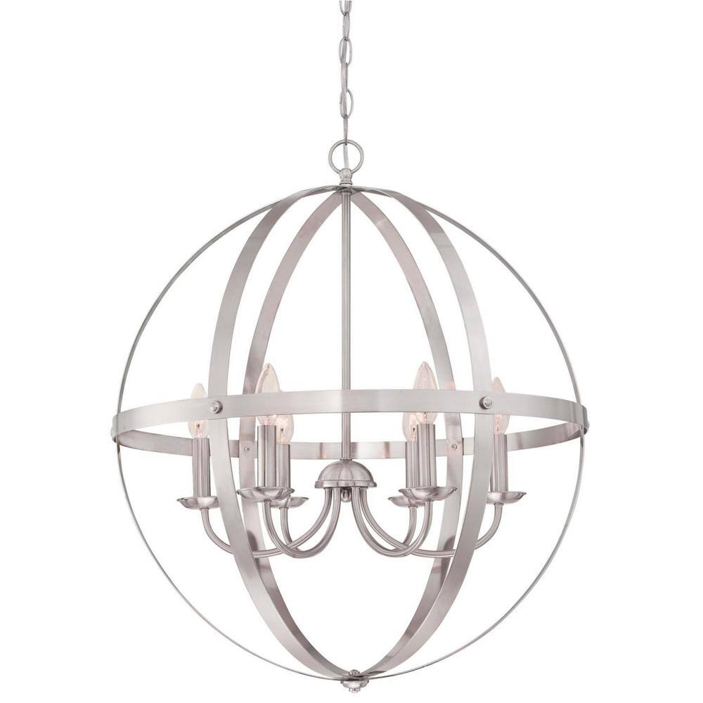 Traditional Brushed Nickel 6-Light Candle Chandelier