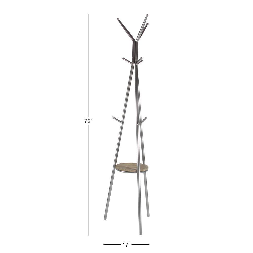 Nordic Black Metal and Wood 3-Tier Coat Stand