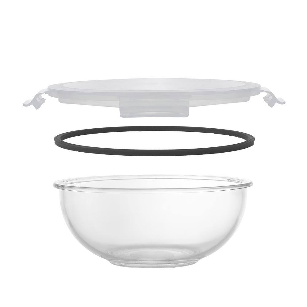 Clear Glass Nesting Mixing Bowls with Airtight Lids, Set of 5