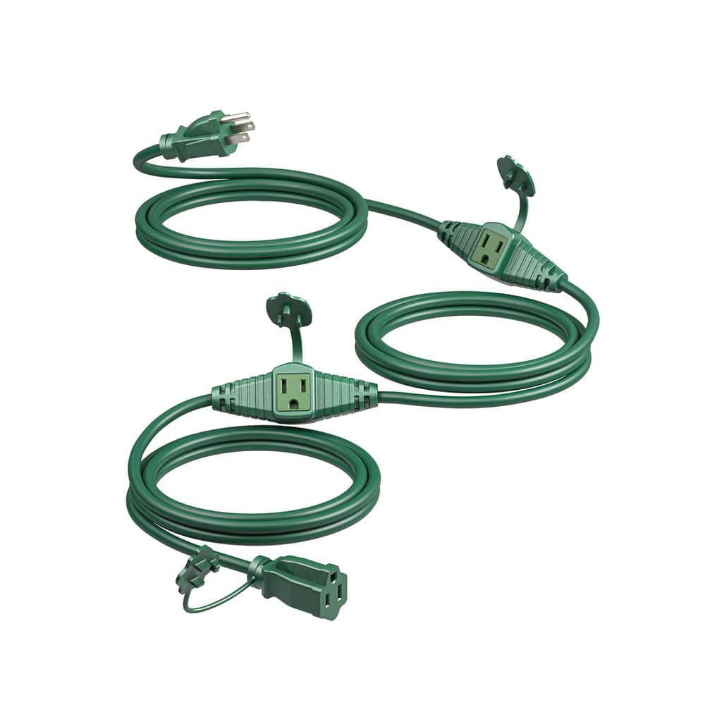 25 ft. 16/3 SJTW Braided Extension Cord w/ 3 Outlets & Safety Covers Indoor/Outdoor Weatherproof Wire for String Lights price history on PriceWatchPro