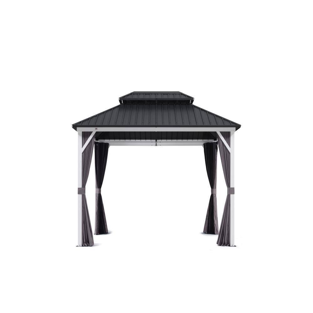 8 ft. x 10 ft. White Aluminum Hardtop Gazebo Canopy with Galvanized Steel Double Roof, Curtains and Netting price history on PriceWatchPro
