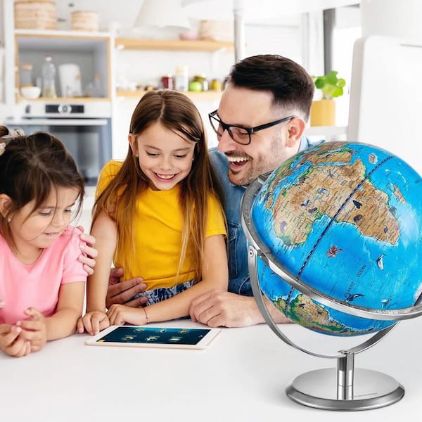 Afoxsos 13.38 in. x 10 in. Interactive AR World Globe with LED