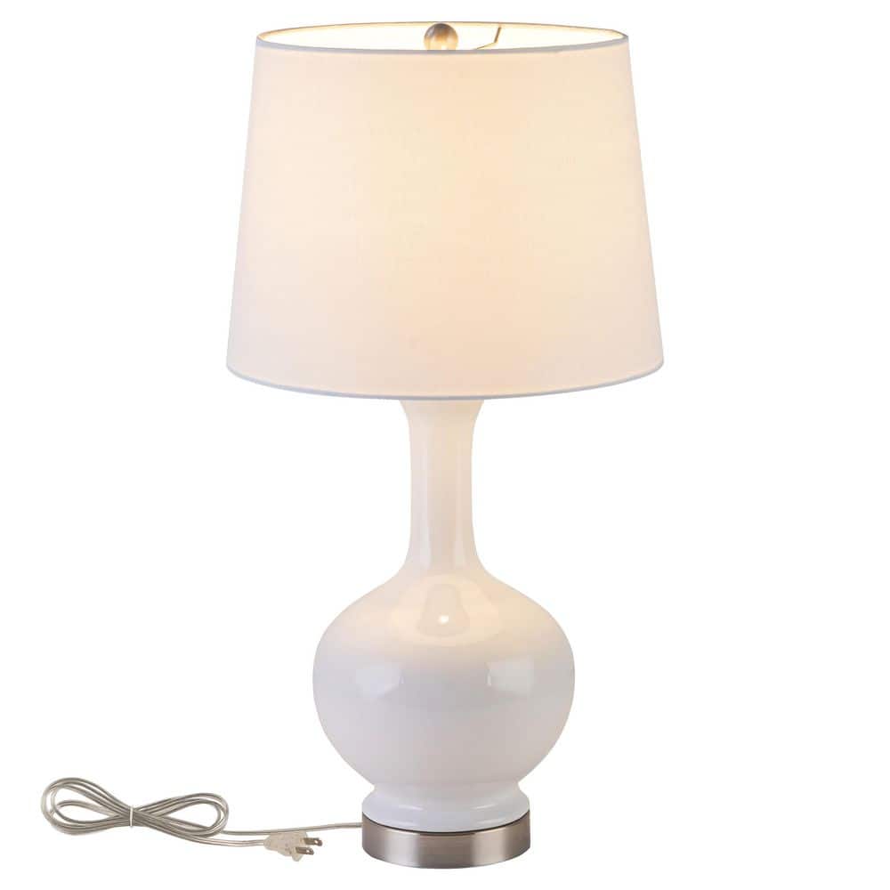 23in. White Ceramic Table Lamp with Fabric Shade and Brushed Nickel Base price history on PriceWatchPro