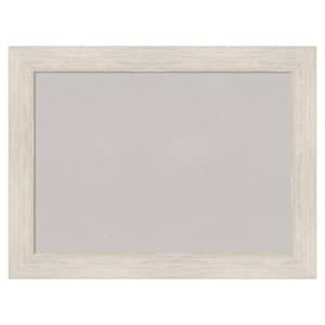 Hardwood Whitewash Wood Framed Grey Corkboard 33 in. x 25 in. Bulletin Board Memo Board