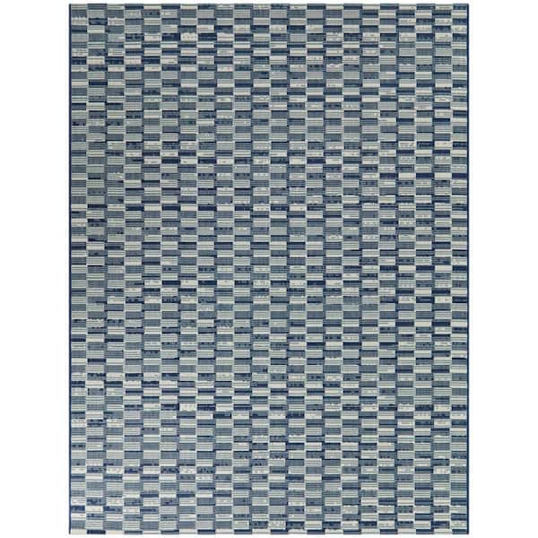 BALTA Joan Blue 5 ft. 3 in. x 7 ft. Checkered Indoor/Outdoor Area Rug