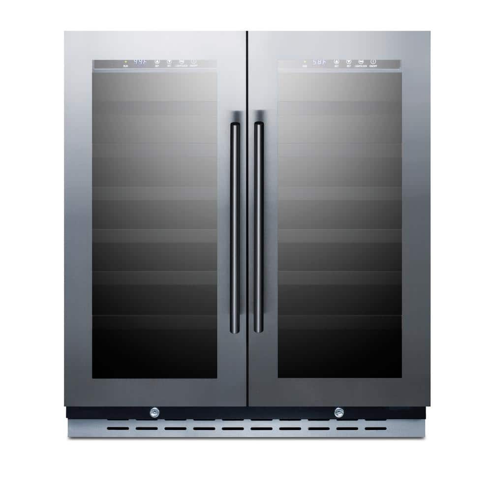 Summit 30" Stainless Steel Dual Zone Wine Cellar with Glass Doors