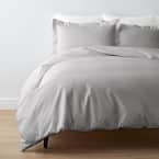 Company Cotton Gray Smoke Solid 300-Thread Count Cotton Percale King Duvet Cover
