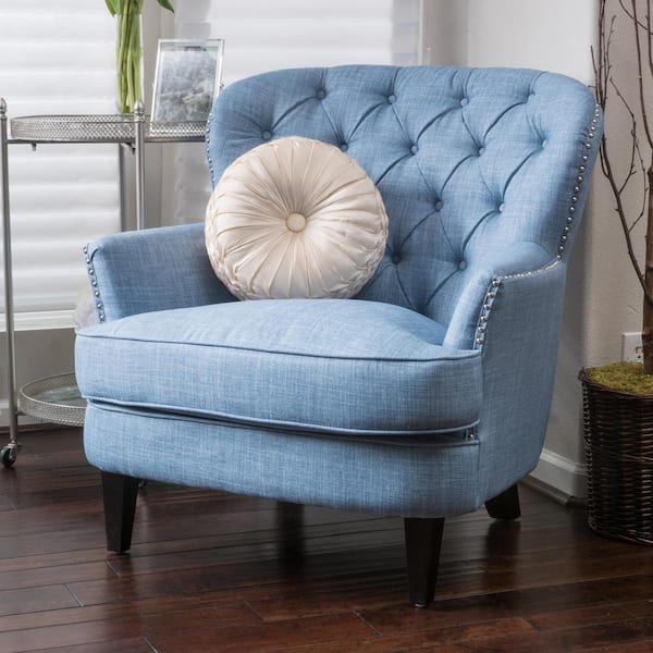 Noble House Tafton Light Blue Fabric, Light Blue Chairs For Living Room