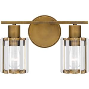 Isla 12.5 in. 2-Light Weathered Brass Vanity Light