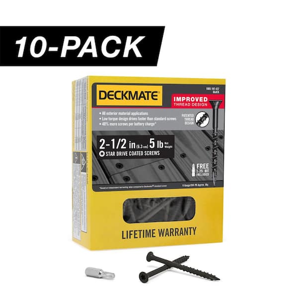 10-Pack #9 x 2-1/2 in. Black Exterior Self-Starting Star Drive Flat-Head Deck Screw (50 lbs. / 4,350-Piece)