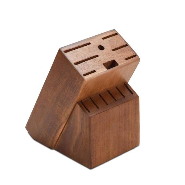 14-Slot Acacia Wood Knife Block, Universal Knife Holder Stand for Countertop Kitchen Storage Slots Wooden