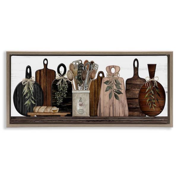 Wooden Kitchen Items by Cindy Jacobs Brown Floater Frame Graphic Art Print Food 31 in. x 15 in.