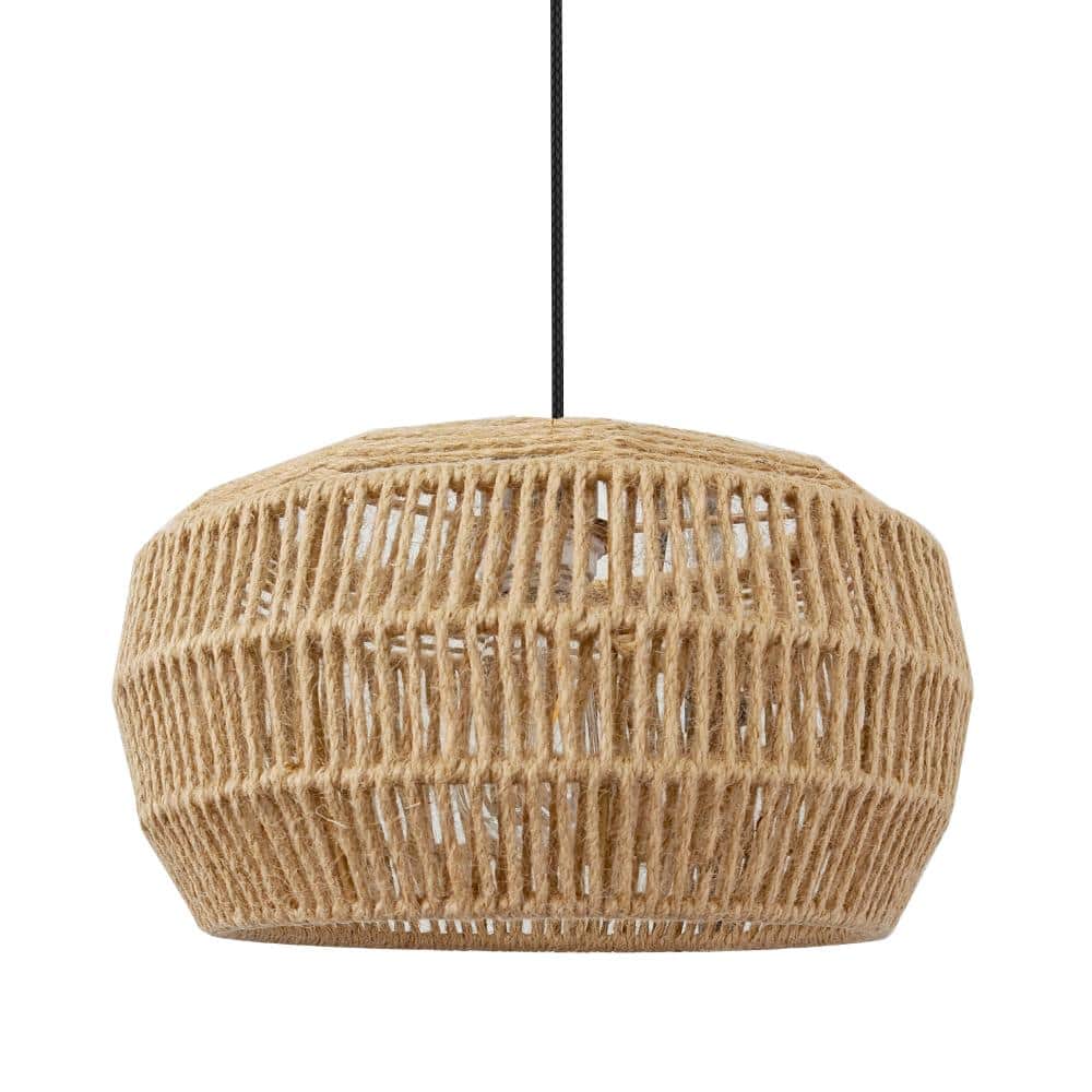 Bohemian 1-Light Brown Hand Woven Hemp Rope Drum Chandelier for Living Room Kitchen Island with No Bulb Included price history on PriceWatchPro