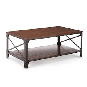 Winston 48 in. Cherry Large Rectangle Wood Coffee Table with Shelf