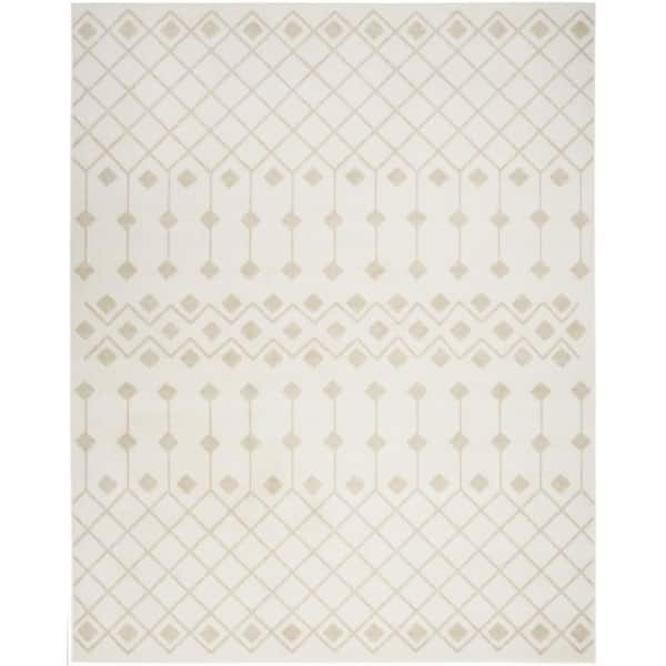 8 ft. x 10 ft. Beige and Ivory Moroccan Power Loom Area Rug