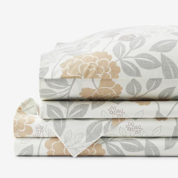 The Company Store Company Cotton Mariel Floral Gold Cotton Percale Twin XL Sheet Set