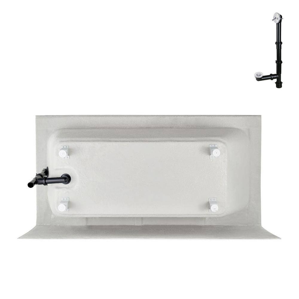 Glossy White Acrylic Right-Hand Drain Alcove Bathtub