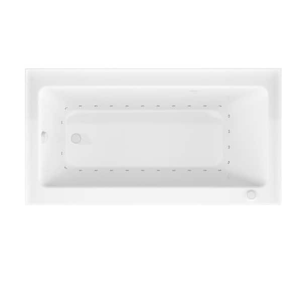 Amber Series 60 in. x 32 in. Rectangular Air Bathtub with Left Side Drain and Aromatherapy in Glossy Smooth White