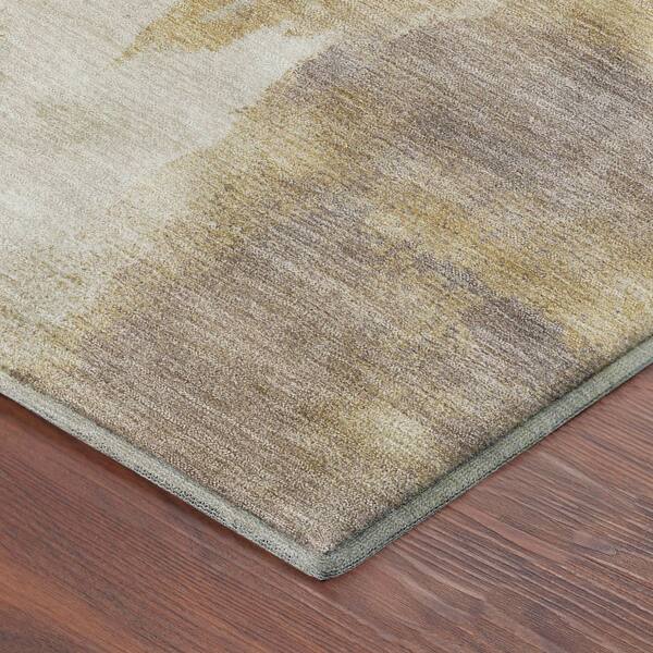Mayfield Premium Machine Washable Abstract AMF2347 Olive 5 ft. x 7 ft. 6 in. Area Rug
