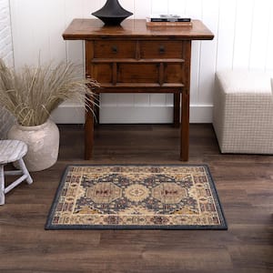 Tristan Navy 2 ft. x 3 ft. Scatter Medallion Indoor Area Rug