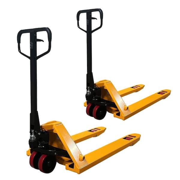 (2-Pack) Heavy Duty 7,700 lbs. Manual Pallet Jack with 48 in. x 27 in. Fork Size 7.5 in. Fork Lowered