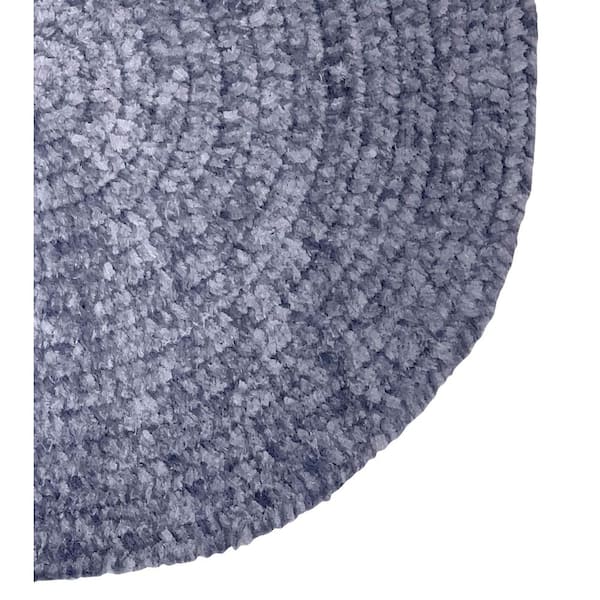 Chenille Braid Collection Gray 42" x 66" Oval 100% Polyester Reversible Solid Area Rug