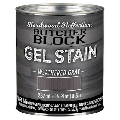 Half Pint Oil-Based Satin Interior Butcher Block Wood Gel Stain in Weathered Gray
