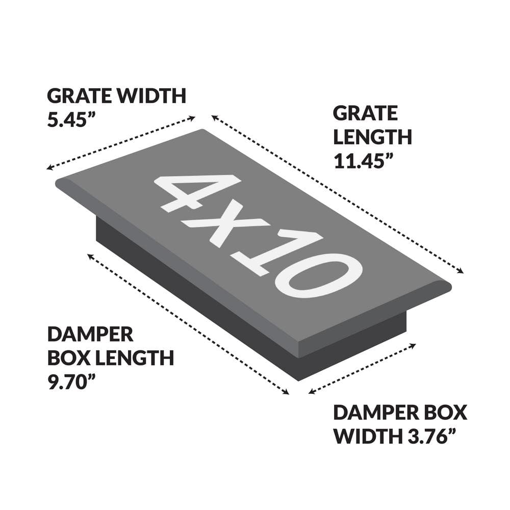Gothic Black Steel Rectangular Floor Register 4x10