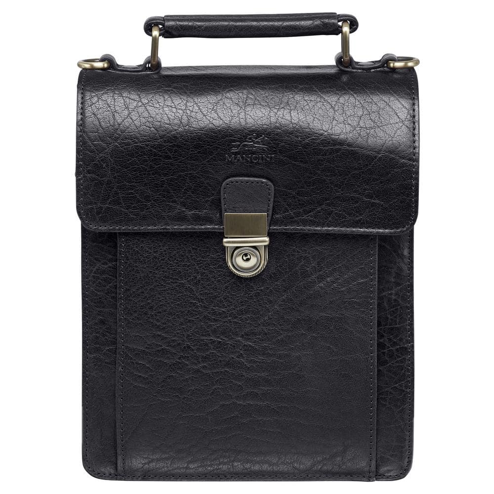 MANCINI Arizona 12 in. W x 3.5 in. D x 8.25 in. H Black Leather ...