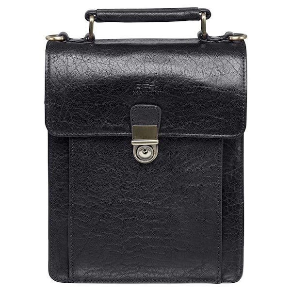 MANCINI Arizona 12 in. W x 3.5 in. D x 8.25 in. H Black Leather ...