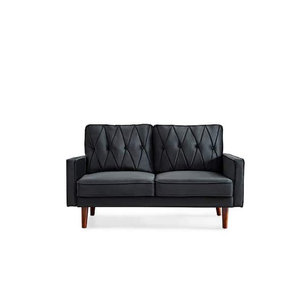 US Pride Furniture Feemster 57.5 in. Wide Velvet Tufted Cushion Back 2-Seater Loveseat, Black