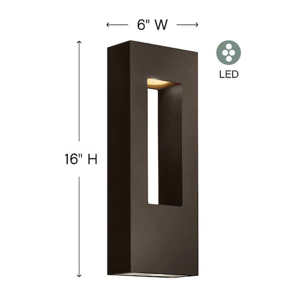 HINKLEY - Hinkley Atlantis Medium LED 120v Wall Mount Lantern, Bronze