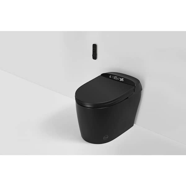 Elongated Bidet Toilet 1.1 GPF in Black with Water Tank, LED Screen Display, Off-Seat Auto Flush and Heated Seat