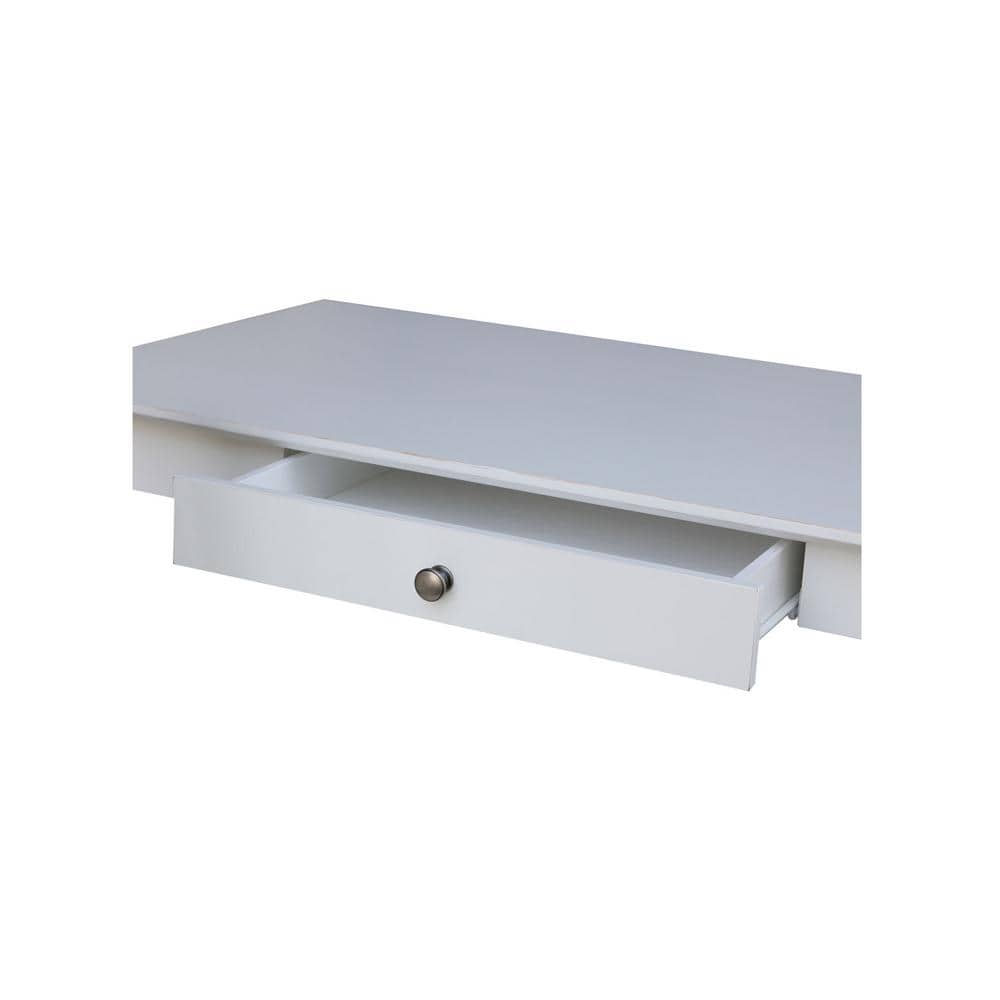 Transitional Beach White 48" Solid Hardwood Home Office Desk with Drawer
